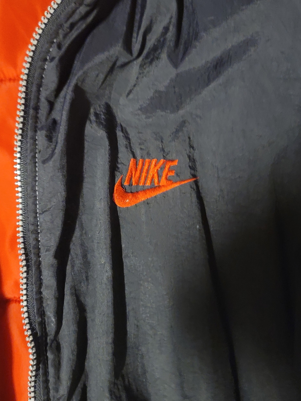 Nike Big Swoosh Logo Reversible Puffer Coat Jacket Size L Vintage 90s